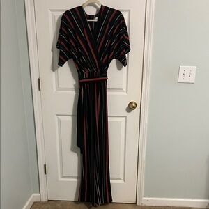 Striped Black and Red Maxi Dress